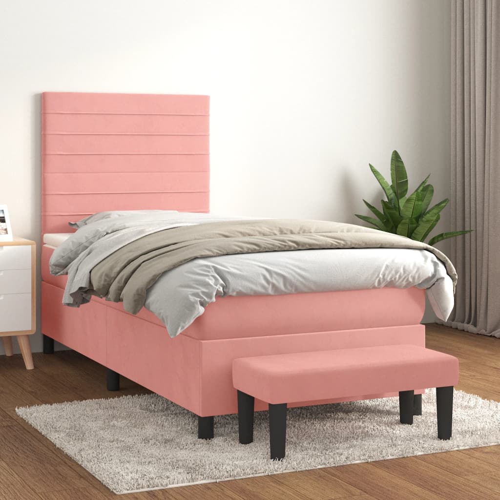 Boxspringbett mit Matratze Rosa 90x200 cm Samt