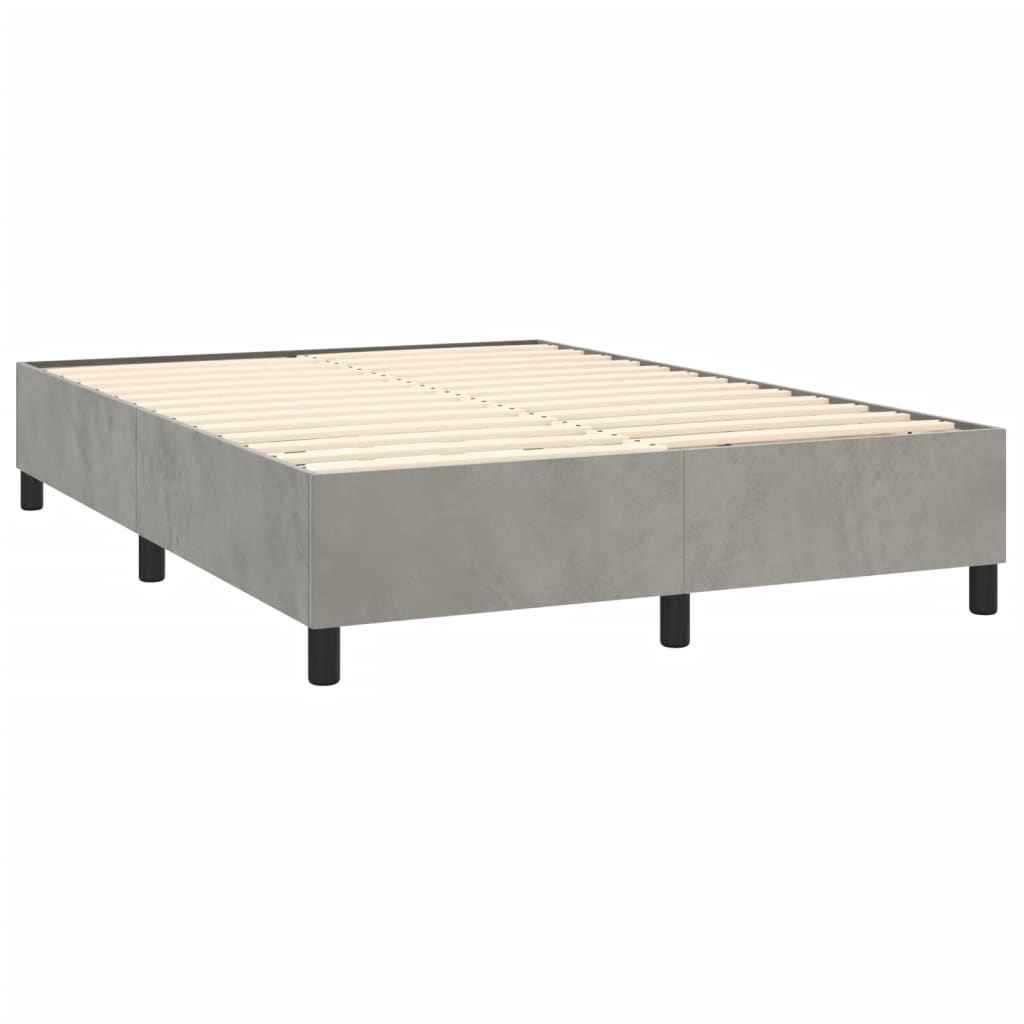 Boxspringbett mit Matratze Hellgrau 140x200 cm Samt