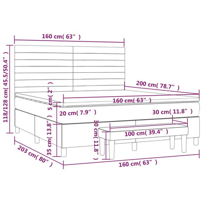 Box spring bed with mattress light grey 160x200 cm velvet