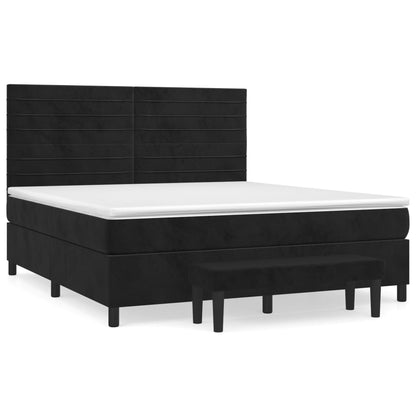 Boxspringbett mit Matratze Schwarz 160x200 cm Samt