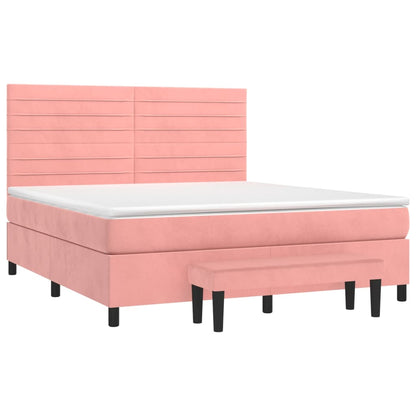 Boxspringbett mit Matratze Rosa 160x200 cm Samt