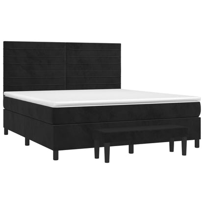 Boxspringbett mit Matratze Schwarz 180x200 cm Samt