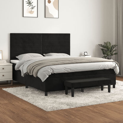 Boxspringbett mit Matratze Schwarz 180x200 cm Samt