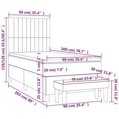 Boxspringbett mit Matratze Schwarz 90x200 cm Samt