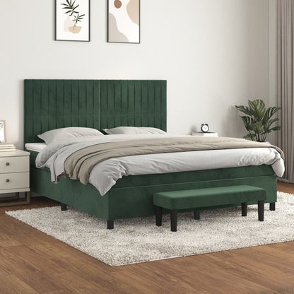 Boxspringbett mit Matratze Dunkelgrün 160x200 cm Samt