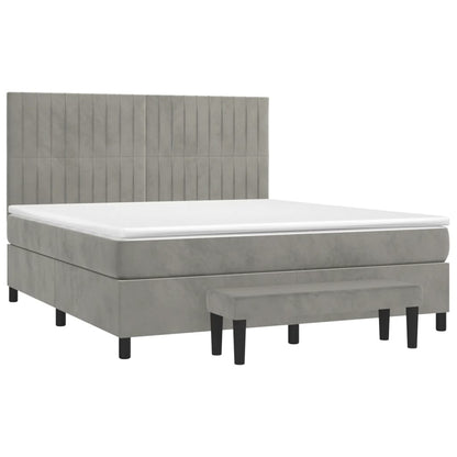 Box spring bed with mattress light grey 180x200 cm velvet