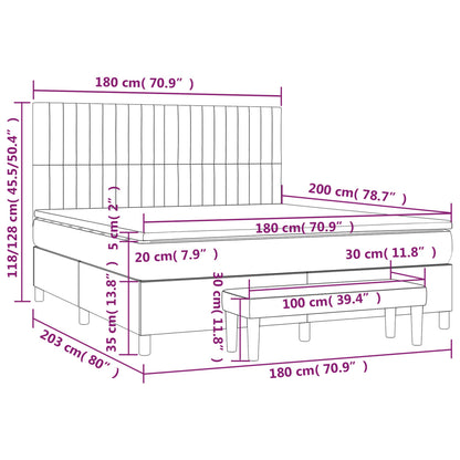 Box spring bed with mattress light grey 180x200 cm velvet