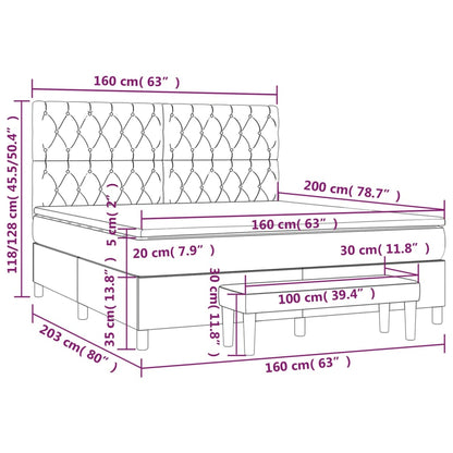 Boxspringbett mit Matratze Schwarz 160x200 cm Samt