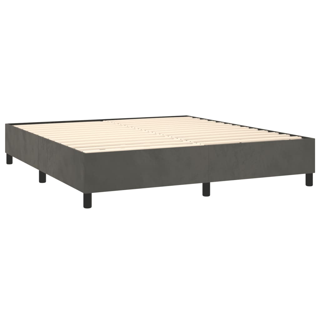 Box spring bed with mattress dark grey 200x200 cm velvet