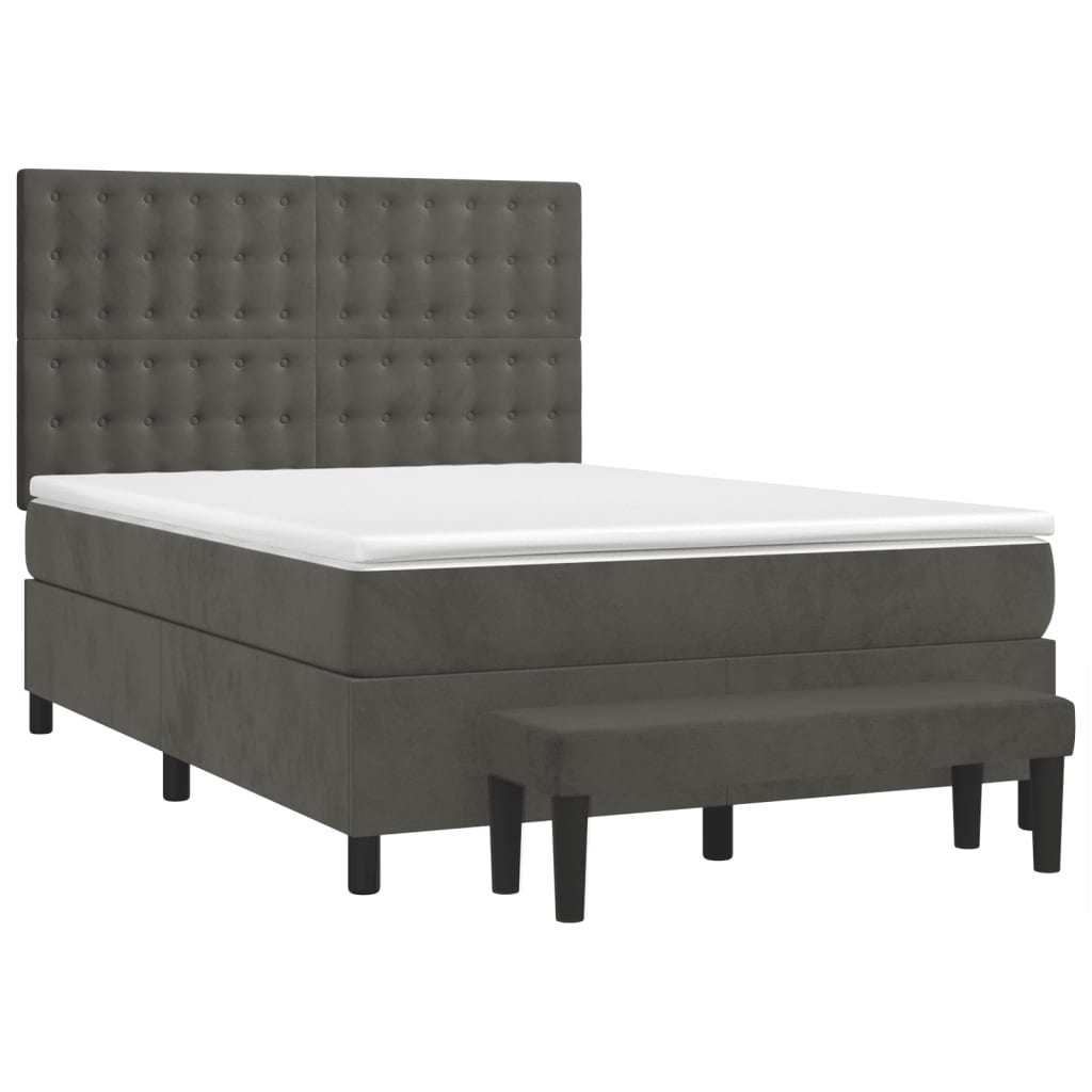 Boxspringbett mit Matratze Dunkelgrau 140x200 cm Samt