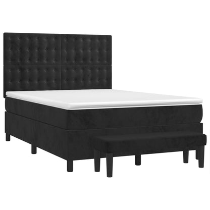 Boxspringbett mit Matratze Schwarz 140x200 cm Samt