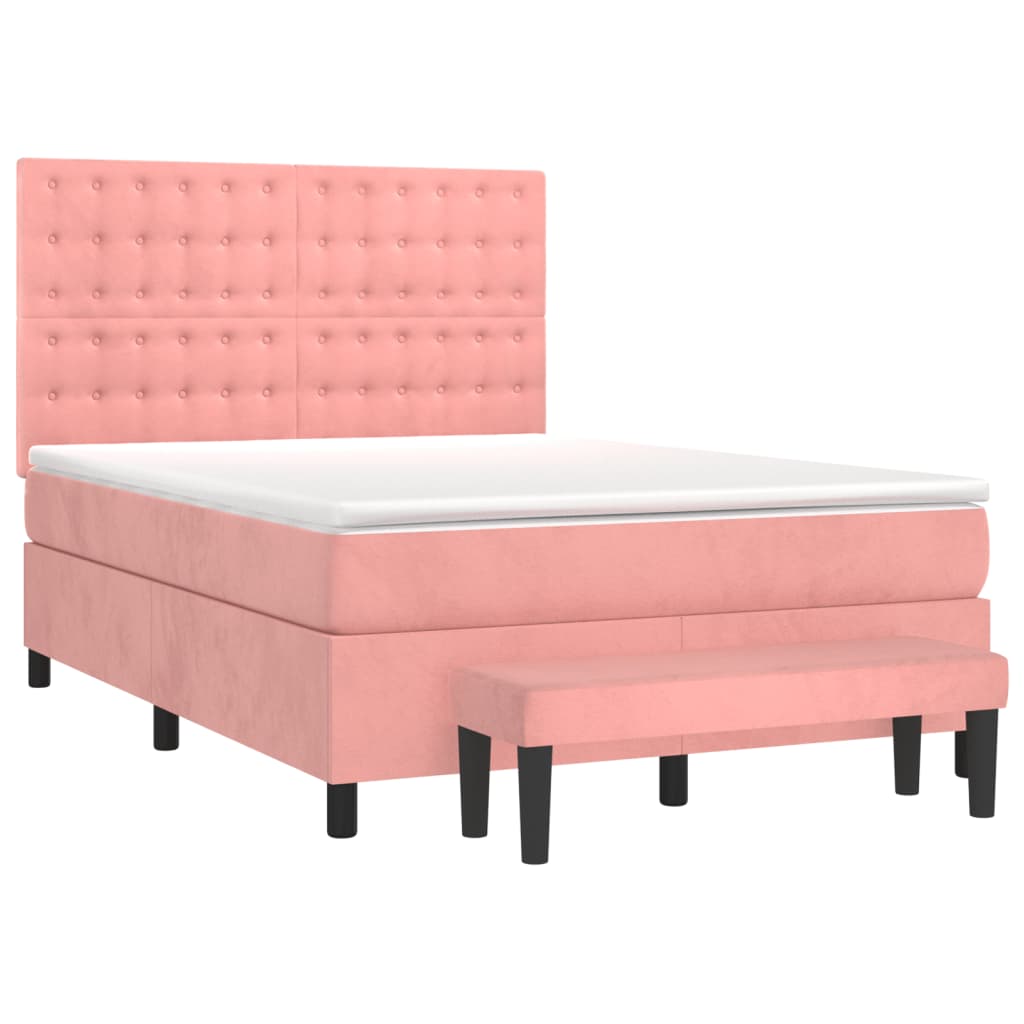 Boxspringbett mit Matratze Rosa 140x200 cm Samt