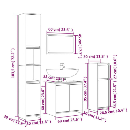 4-tlg. Badmöbel-Set Räuchereiche Holzwerkstoff