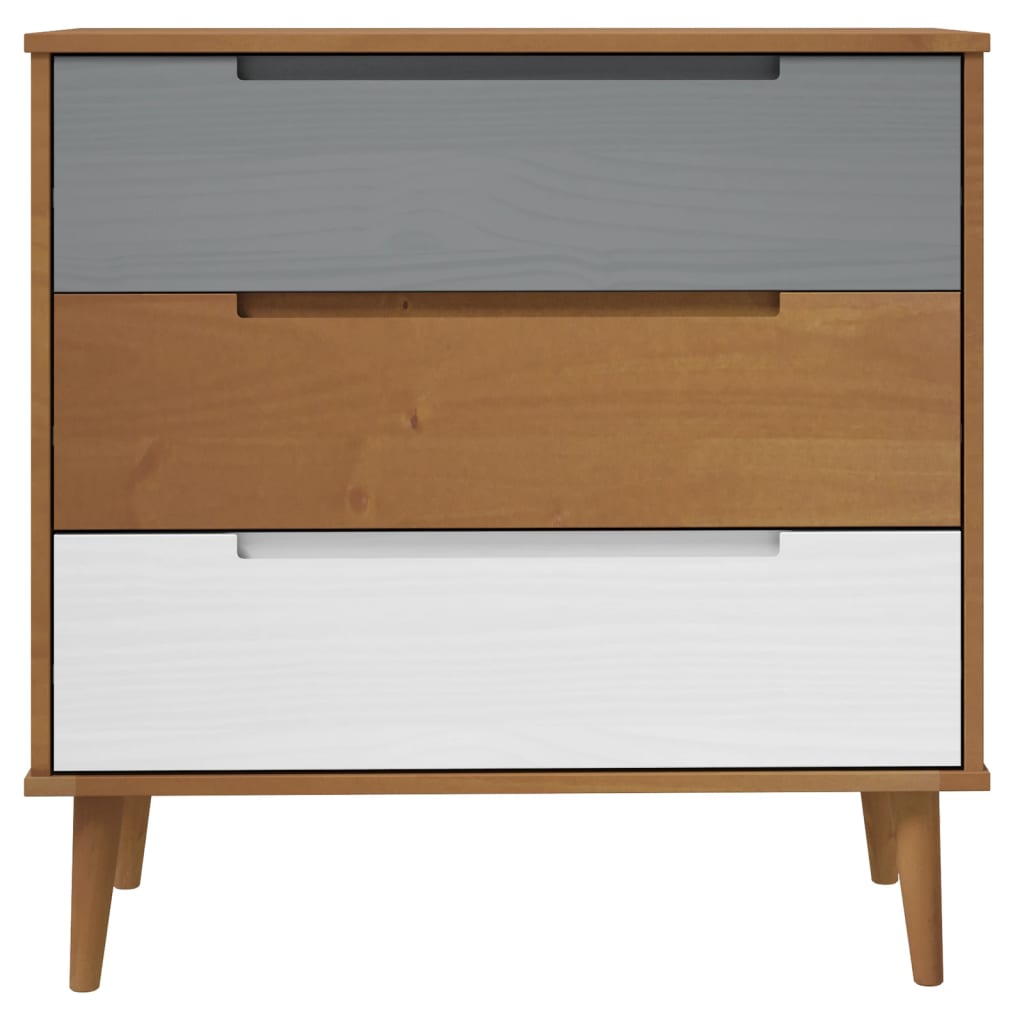 Schubladenschrank MOLDE Braun 80x40x80 cm Massivholz Kiefer