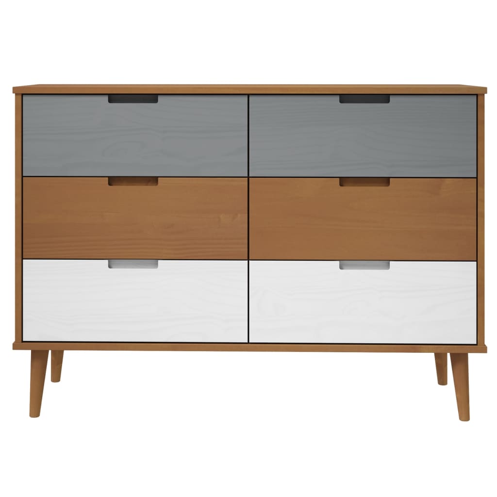 Schubladenschrank MOLDE Braun 113x40x80 cm Massivholz Kiefer