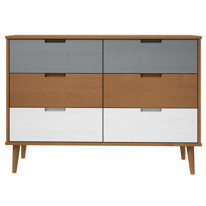 Schubladenschrank MOLDE Braun 113x40x80 cm Massivholz Kiefer