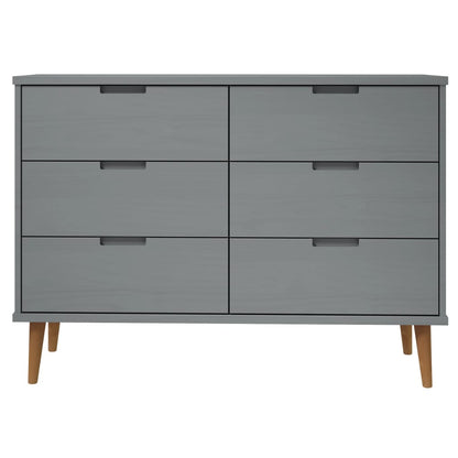 Schubladenschrank MOLDE Grau 113x40x80 cm Massivholz Kiefer