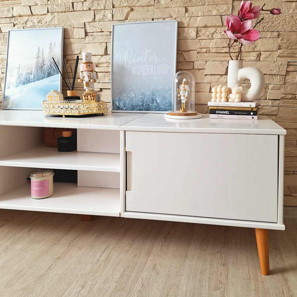 TV cabinet MOLDE white 158x40x49 cm solid pine