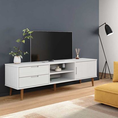 TV cabinet MOLDE white 158x40x49 cm solid pine