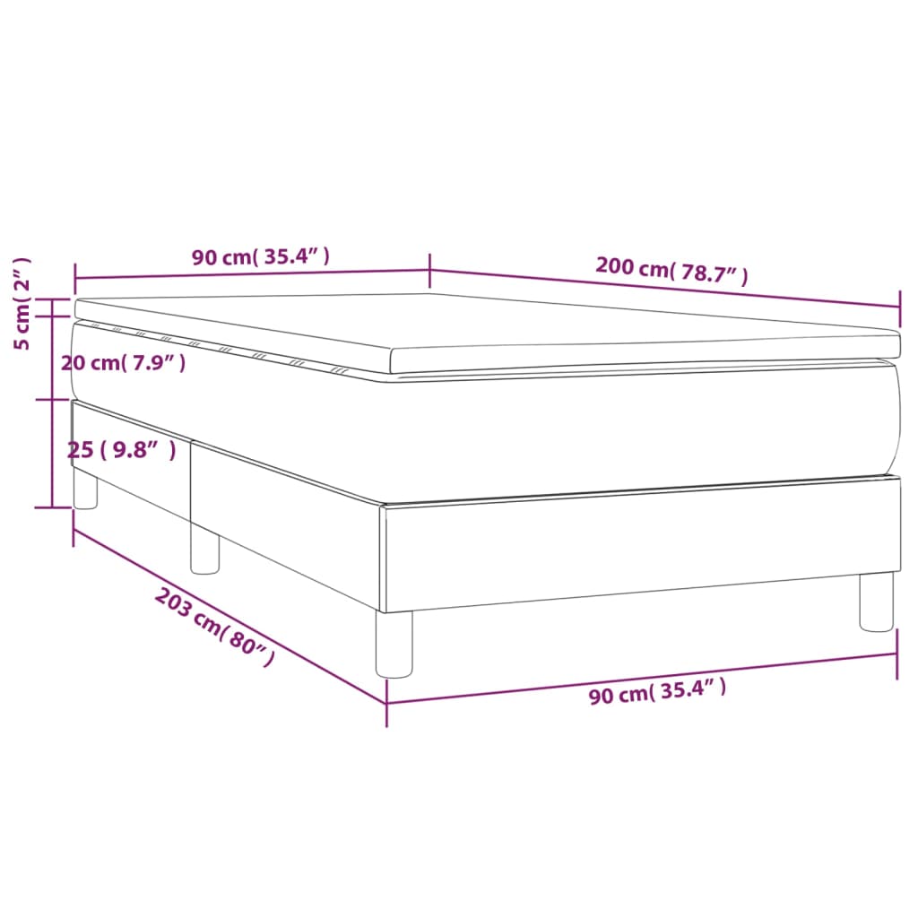 Boxspringbett mit Matratze Creme 90x200 cm Stoff