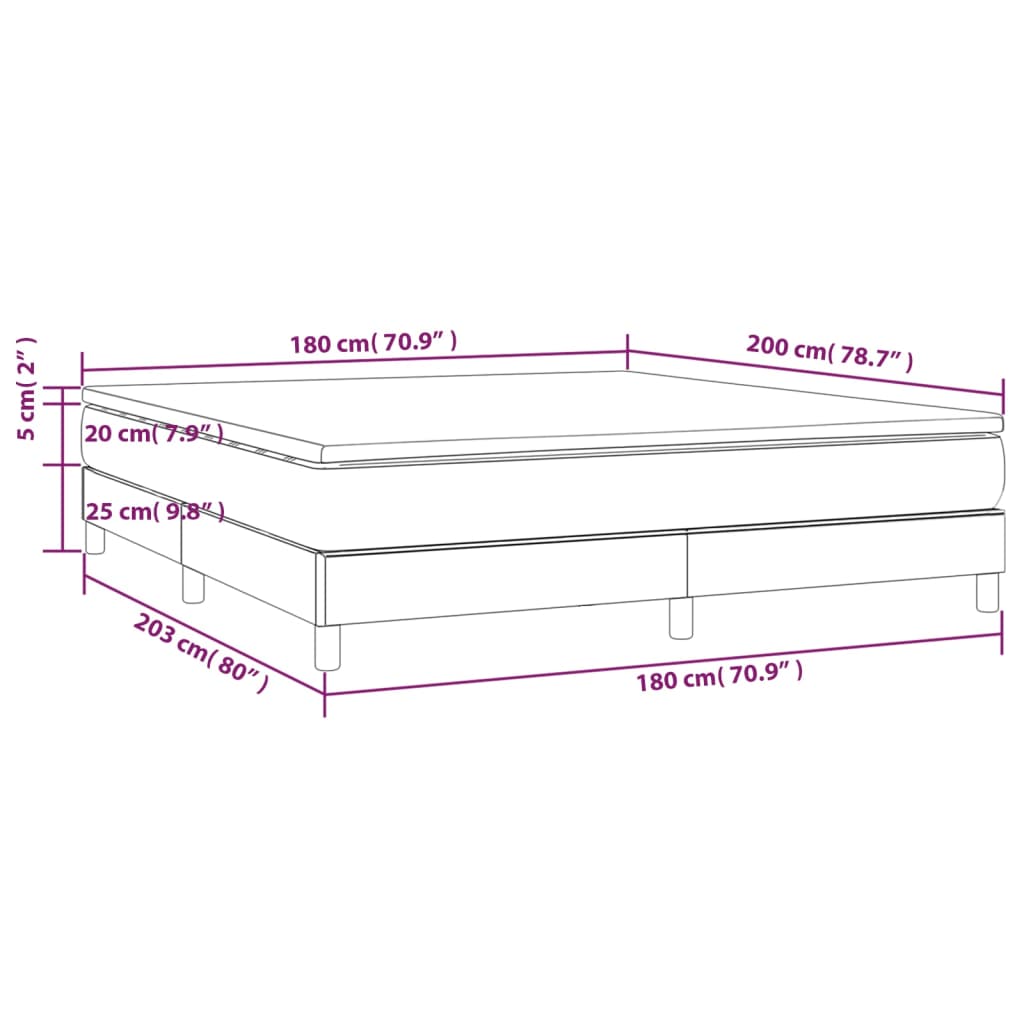 Boxspringbett mit Matratze Schwarz 180x200 cm Stoff