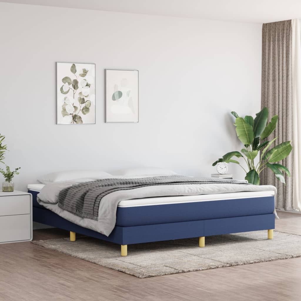 Boxspringbett mit Matratze Blau 180x200 cm Stoff