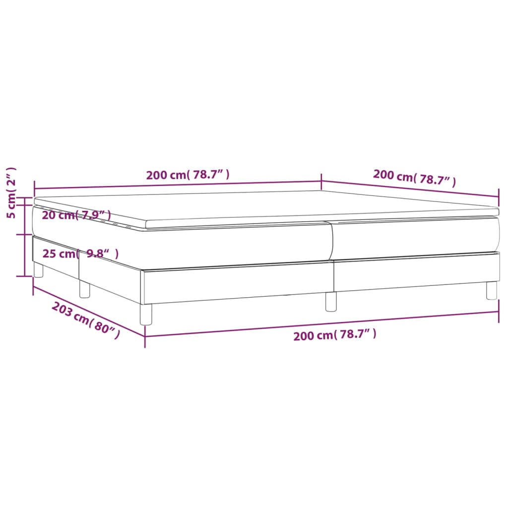 Box spring bed with mattress taupe 200x200 cm fabric