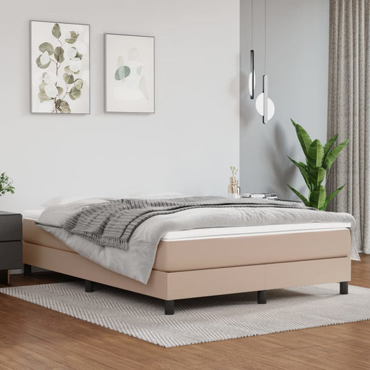 Box spring bed mattress cappuccino brown 140x200cm artificial leather