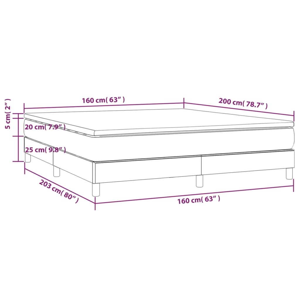 Boxspringbett Matratze Cappuccino-Braun 160x200 cm Kunstleder