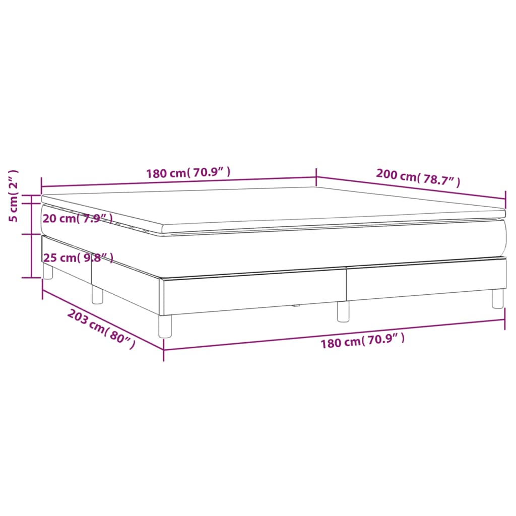 Boxspringbett Matratze Cappuccino-Braun 180x200 cm Kunstleder