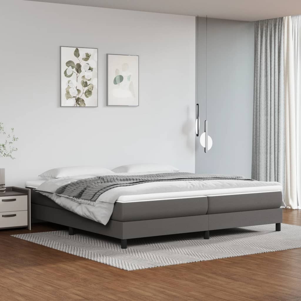 Boxspringbett mit Matratze Grau 200x200 cm Kunstleder