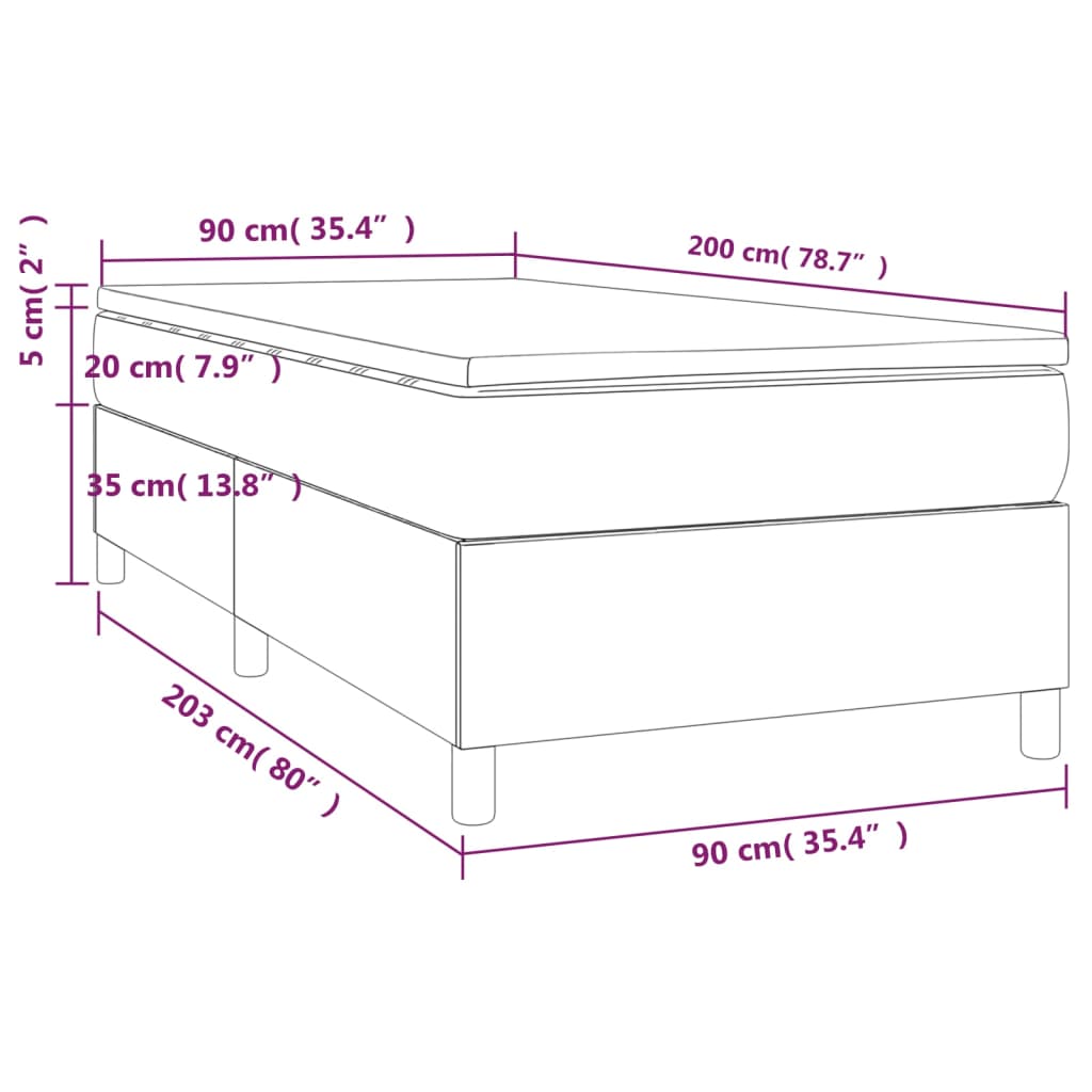 Boxspringbett mit Matratze Dunkelgrau 90x200 cm Stoff