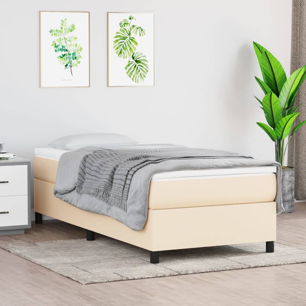 Boxspringbett mit Matratze Creme 90x200 cm Stoff