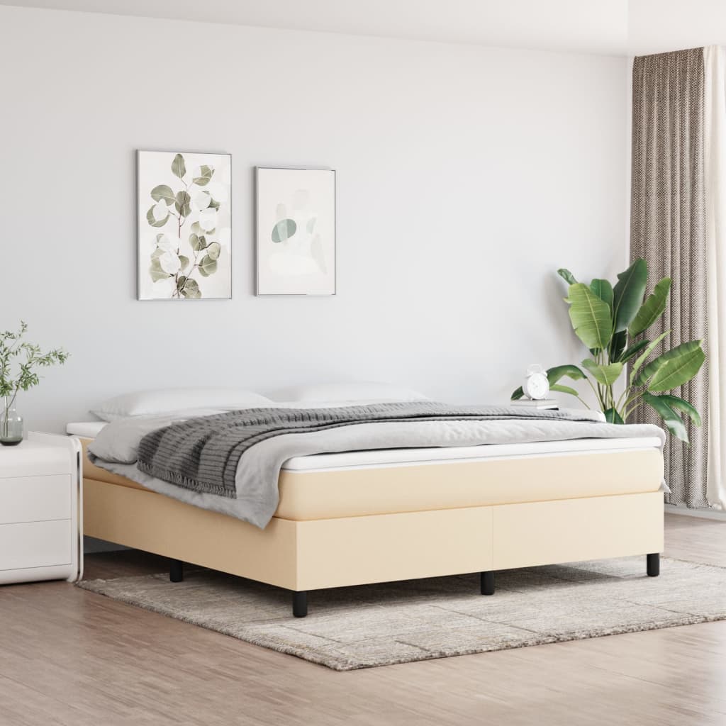 Boxspringbett mit Matratze Creme 180x200 cm Stoff