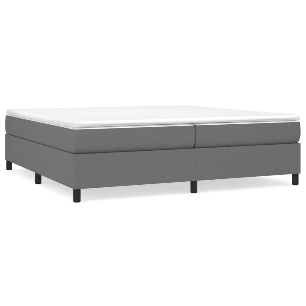 Box spring bed with mattress dark grey 200x200 cm fabric