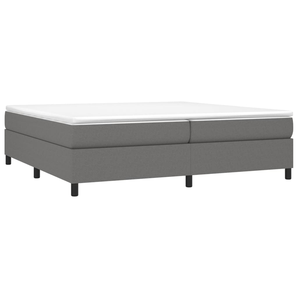 Box spring bed with mattress dark grey 200x200 cm fabric