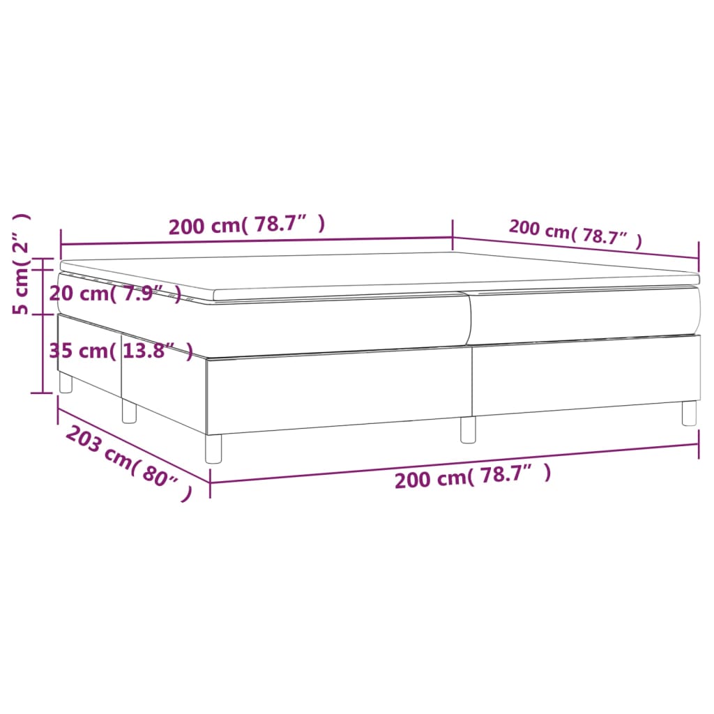 Box spring bed with mattress dark grey 200x200 cm fabric