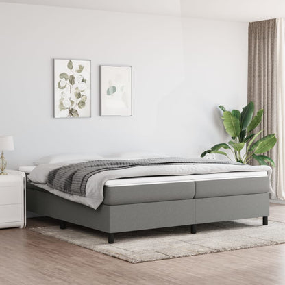 Box spring bed with mattress dark grey 200x200 cm fabric