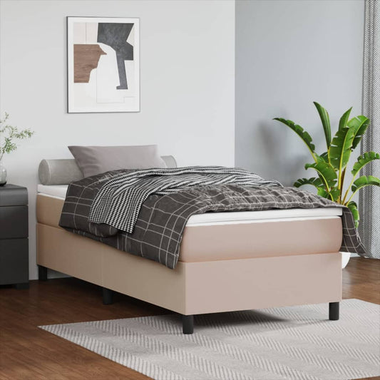 Boxspringbett mit Matratze Cappuccino-Braun 90x200cm Kunstleder