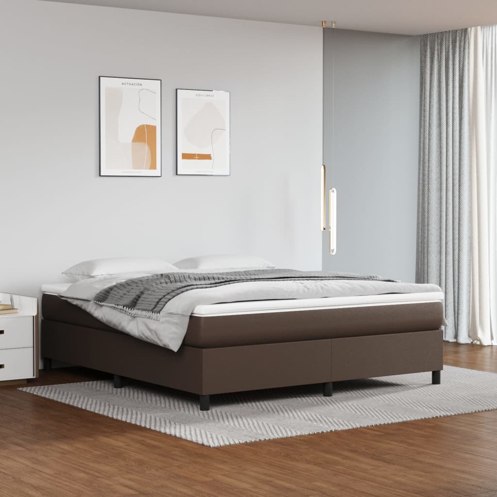 Boxspringbett mit Matratze Braun 180x200 cm Kunstleder