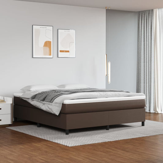 Boxspringbett mit Matratze Braun 180x200 cm Kunstleder