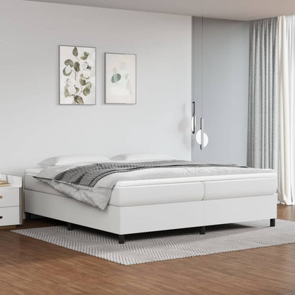 Boxspringbett mit Matratze Weiß 200x200 cm Kunstleder