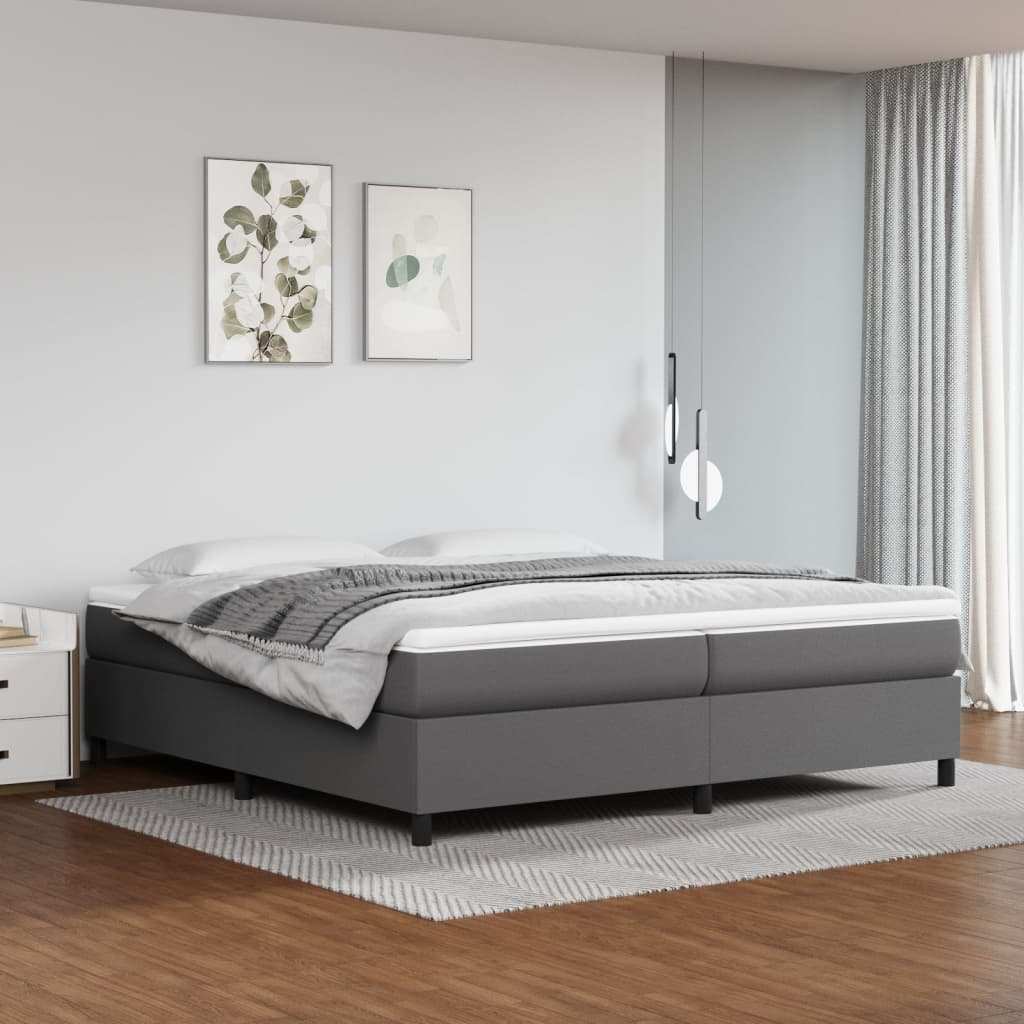 Boxspringbett mit Matratze Grau 200x200 cm Kunstleder