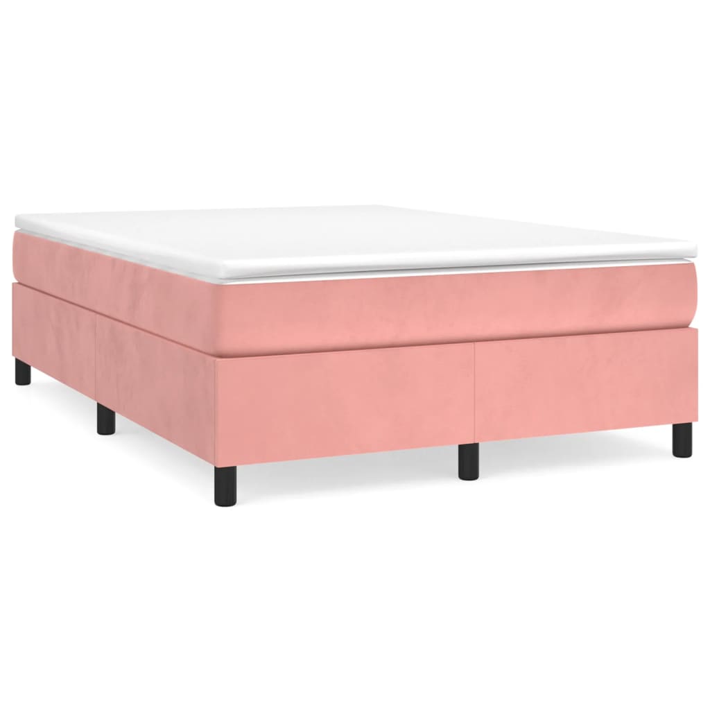 Box spring bed with mattress pink 140x200 cm velvet