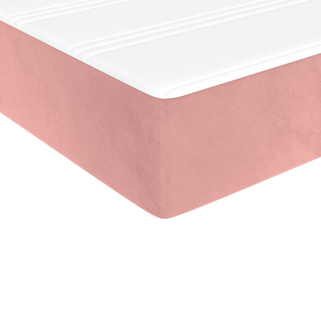 Box spring bed with mattress pink 140x200 cm velvet