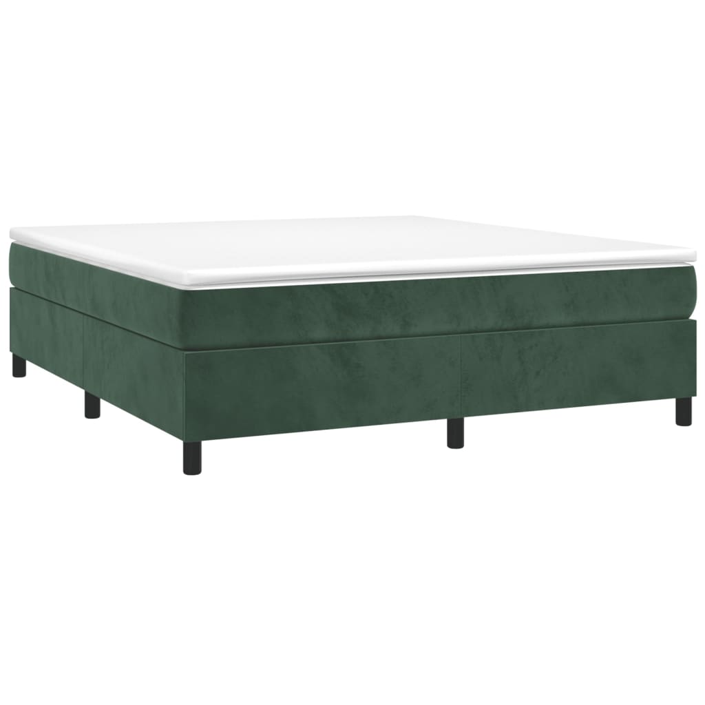 Box spring bed with mattress dark green 160x200 cm velvet