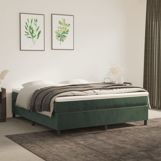 Box spring bed with mattress dark green 160x200 cm velvet