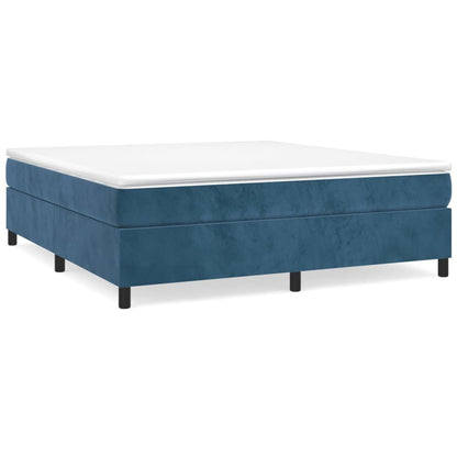 Box spring bed with mattress dark blue 160x200 cm velvet