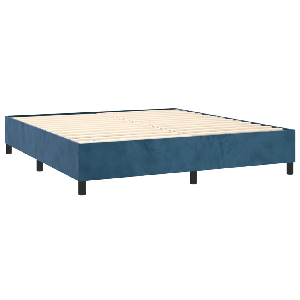 Box spring bed with mattress dark blue 160x200 cm velvet