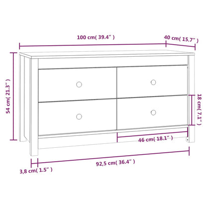 Beistellschrank Weiß 100x40x54 cm Massivholz Kiefer